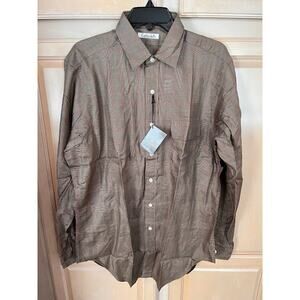 Vintage 80s New Garfinckels Shirt Brown Red Plaid Button Down Size L